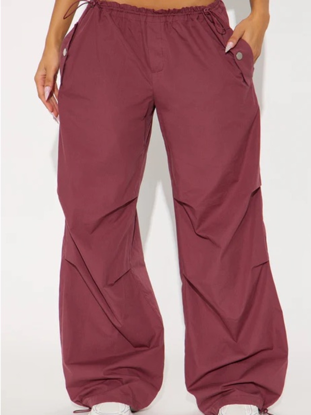 Fashion Nova Women's 'Street Smart' Parachute Jogger in Wine